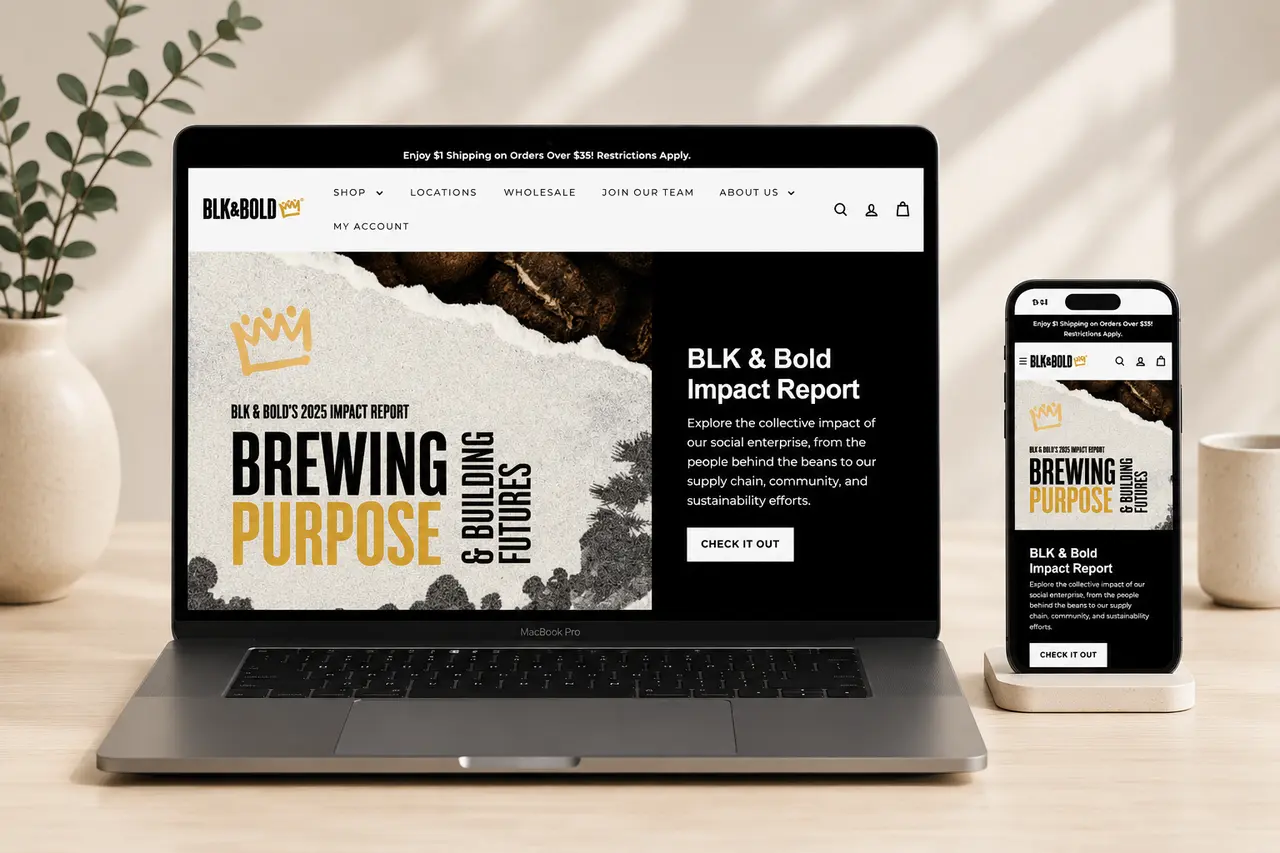Impact-led Shopify storefront displayed on laptop and mobile